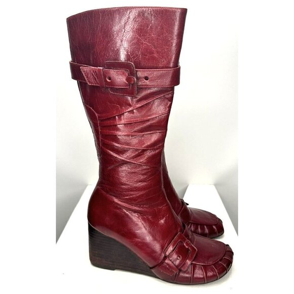 Miz Mooz Boots Womens Broadway Wedge Heel Buckle Granny Witchy Red Size 36 US 6 - Picture 6 of 12